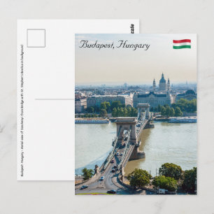 Carte Postale Vue aérienne du Pont des Chaînes - Budapest, Hongr