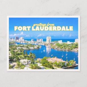 Carte Postale Vue aérienne rétro de Fort Lauderdale en Floride e