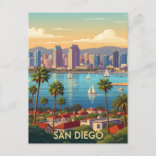 Carte Postale Vue aérienne rétro de la côte de San Diego en Cali