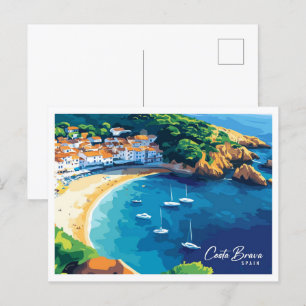 Carte Postale Vue aérienne Rose Costa Brava Espagne Voyage