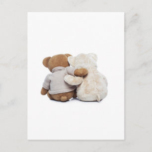 Carte Postale Vue arrière de deux Nounours se serrant les uns co