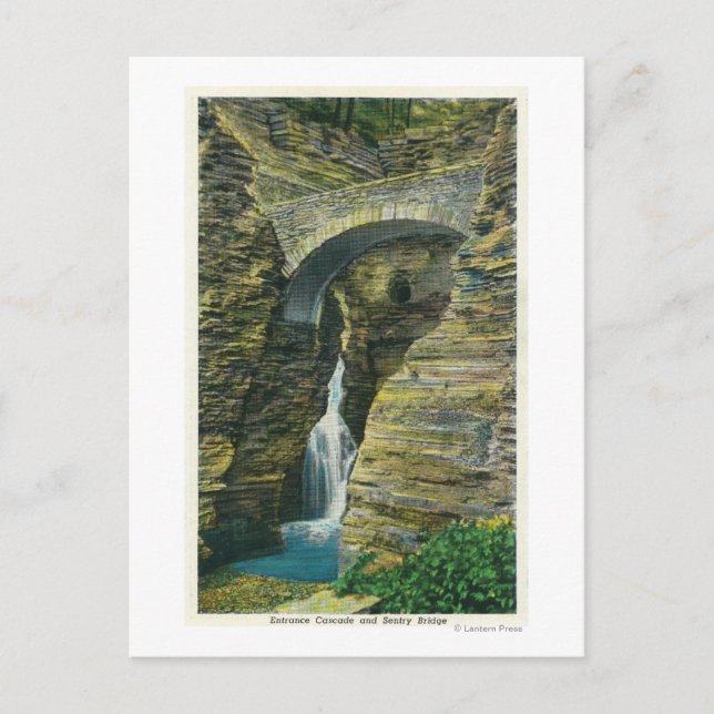 Carte Postale Vue Cascade d'entrée et Pont de sentinelle (Devant)