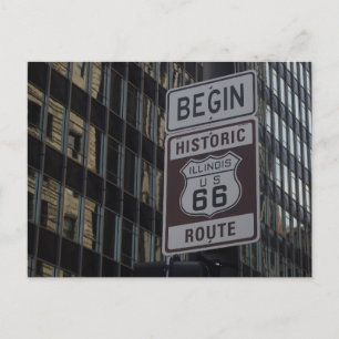 Carte Postale Vue classique de la route 66 chicago commençant