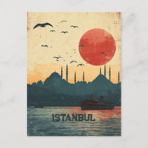 Carte Postale Vue classique du coucher du soleil Istanbul Turqui