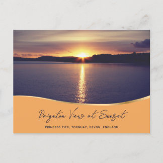 Carte Postale Vue coucher de soleil Paignton Princess Pier Torqu