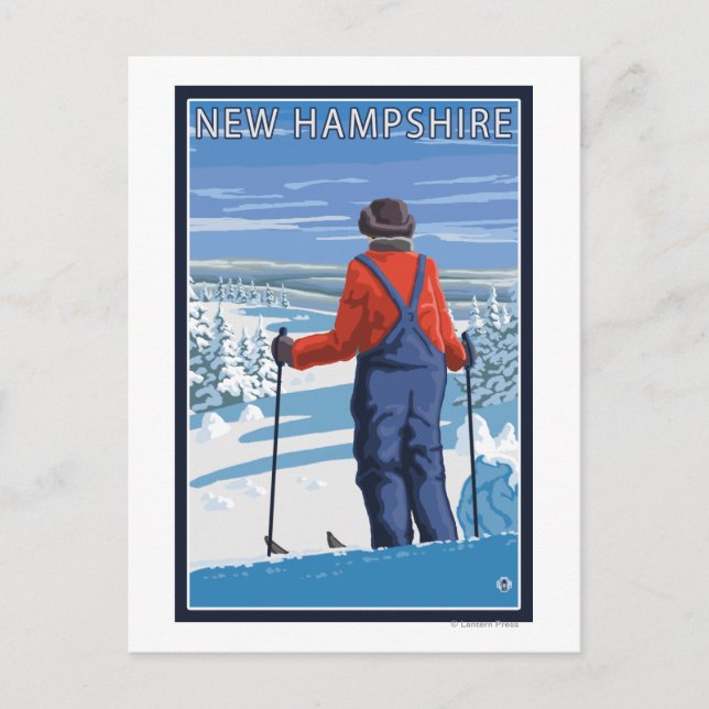 Carte Postale Vue d'admission du New HampshireSkier (Devant)