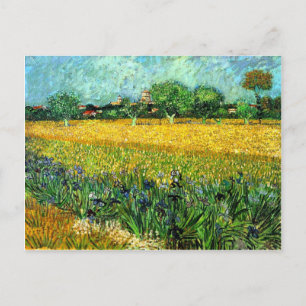 Carte Postale Vue d'Arles avec Irises au premier plan