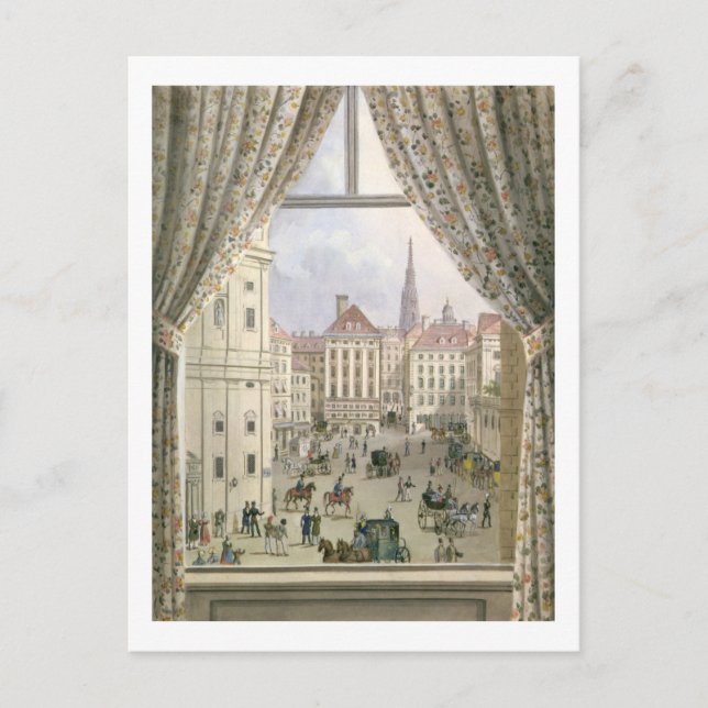 Carte Postale Vue de la Freyung, Vienne, 1825 (gouache sur papie (Devant)