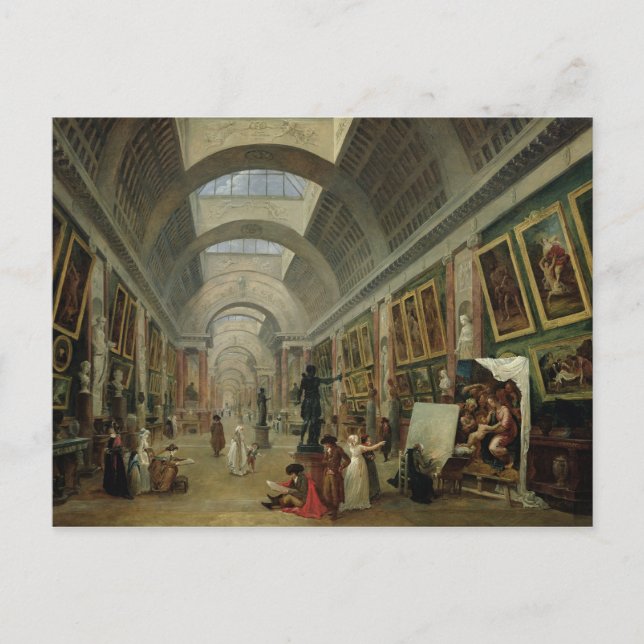 Carte Postale Vue de la Grande Galerie du Louvre, 1796 (Devant)