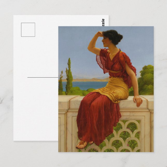 Carte Postale Vue de la mer Méditerranée de style classique vint (Devant / Derrière)