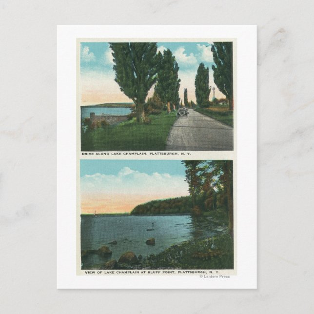 Carte Postale Vue de la promenade du lac Champlain (Devant)