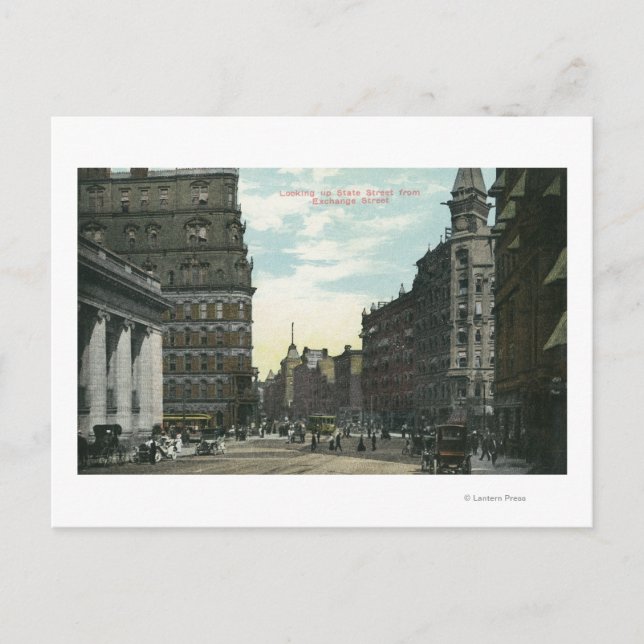 Carte Postale Vue de la rue Exchange sur la rue State (Devant)