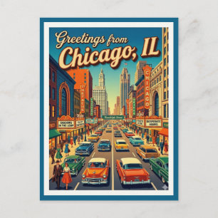 Carte Postale Vue de la rue Randolph à Chicago dans les années 1