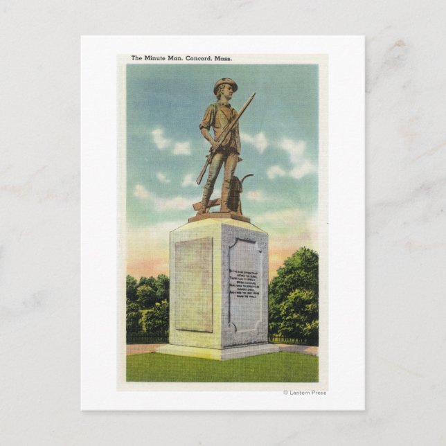 Carte Postale Vue de la statue du Minute Man (Devant)