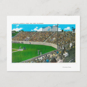 Carte Postale Vue de la troisième ligne de base du baseball muni