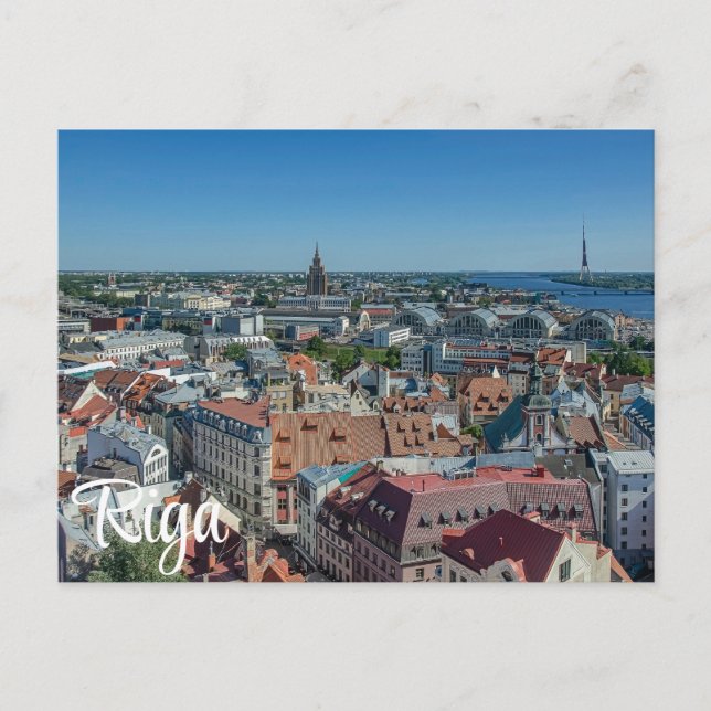 Carte Postale Vue de la vieille ville de Riga d'en haut (Devant)