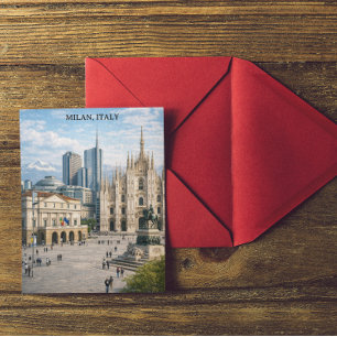 Carte Postale Vue de la ville de Milan minimaliste Italie