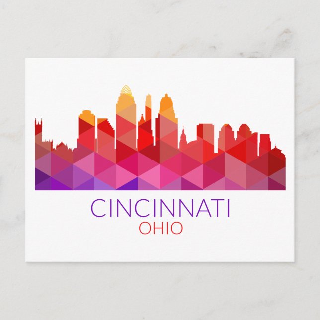 Carte Postale Vue de la ville du paysage géométrique | Cincinnat (Devant)