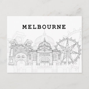 Carte Postale Vue de la ville en paysage   Melbourne, Australie