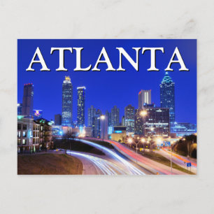 Carte Postale Vue de la ville la nuit   Atlanta, Géorgie