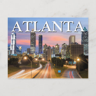 Carte Postale Vue de la ville la nuit   Atlanta, Géorgie