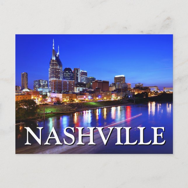 Carte Postale Vue de la ville la nuit | Nashville, Tennessee (Devant)