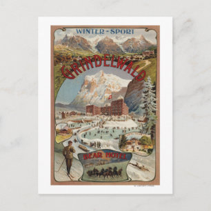 Carte Postale Vue de l'affiche promotionnelle de l'hôtel Ours