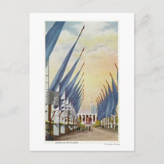 Carte Postale Vue de l'Avenue des drapeaux, Salon mondial de 193 (Devant)