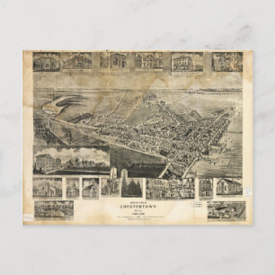 Carte Postale Vue de l'oeil d'oiseaux de Chestertown, Maryland (