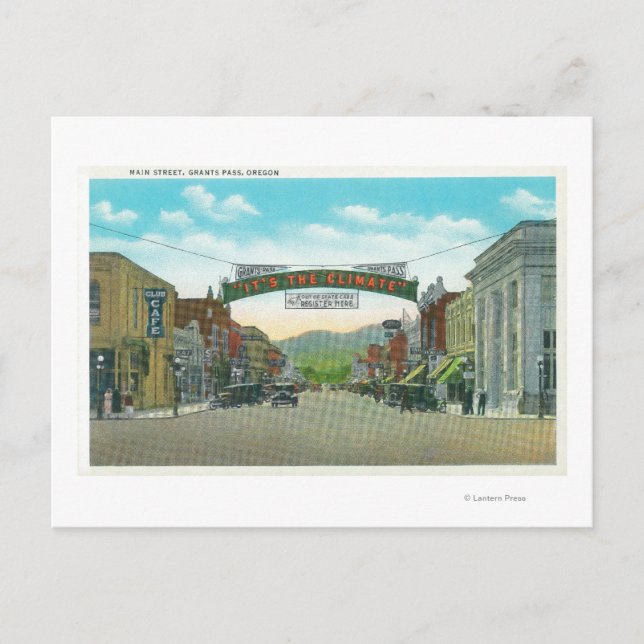 Carte Postale Vue de Main StreetGrants Pass, OU (Devant)