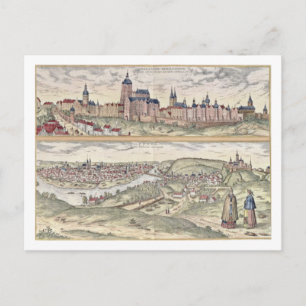 Carte Postale Vue de Prague montrant (ci-dessus) le Palais Impér