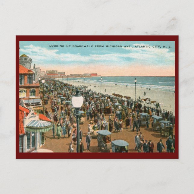Carte Postale Vue de promenade, Atlantic City NJ Vintage (Devant)