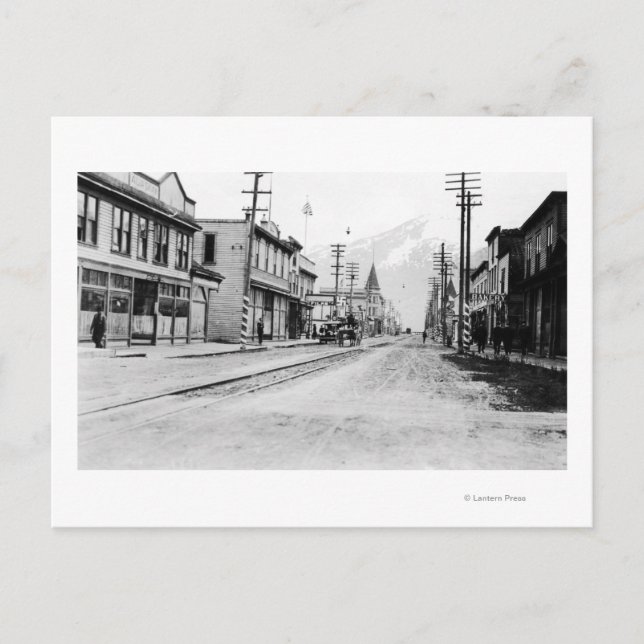 Carte Postale Vue de ville de Skagway, photographie de l'Alaska (Devant)