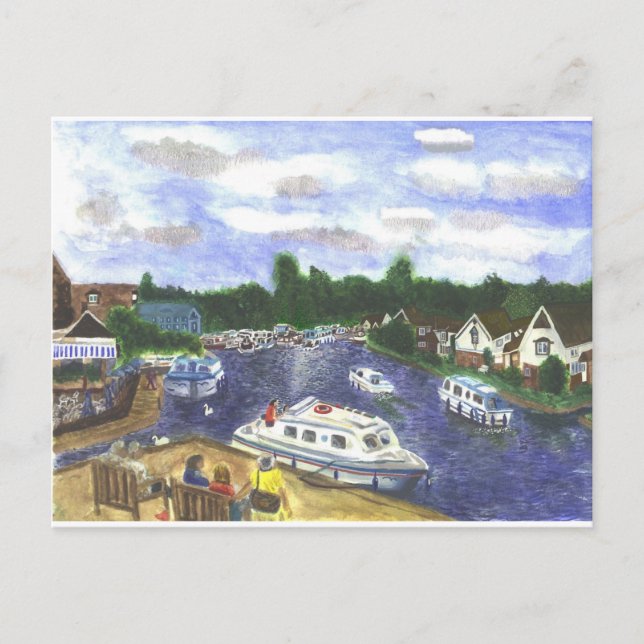 Carte Postale Vue de Wroxham Bridge Norfolk Broads (Devant)