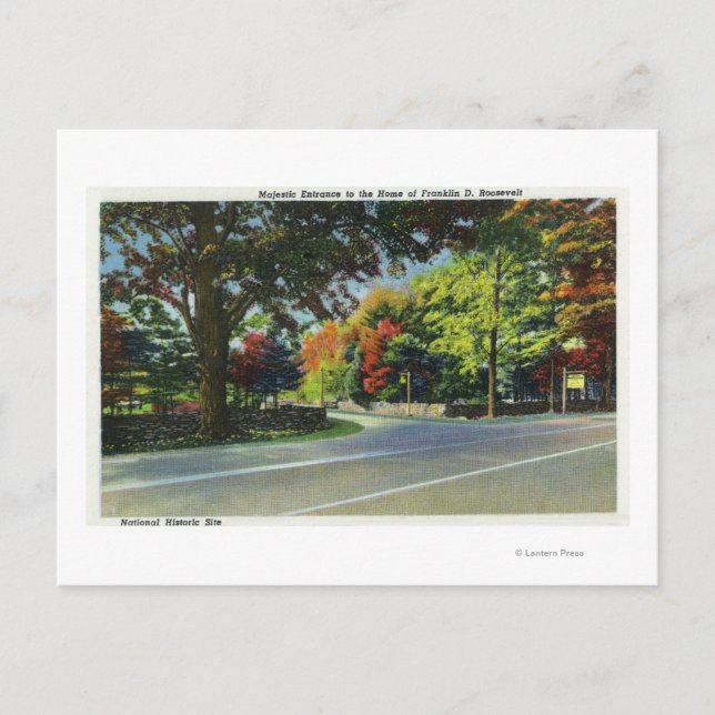 Carte Postale Vue d'entrée de la maison de FDR (Devant)