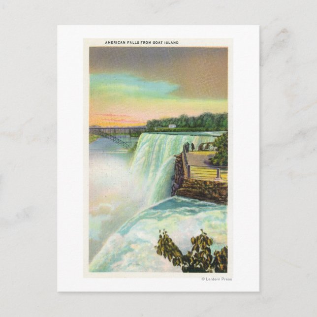 Carte Postale Vue des chutes américaines de Goat Island (Devant)
