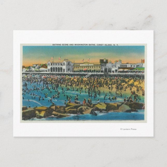 Carte Postale Vue des nageurs aux bains de Washington (Devant)