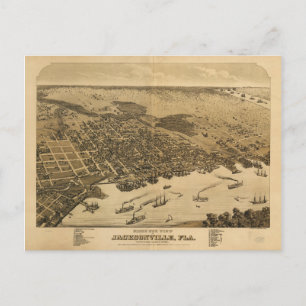 Carte Postale Vue des oiseaux de Jacksonville Floride (1876)