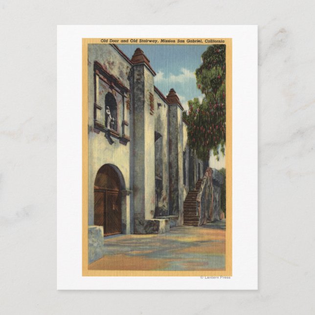 Carte Postale Vue des portes et escaliers de la mission (Devant)
