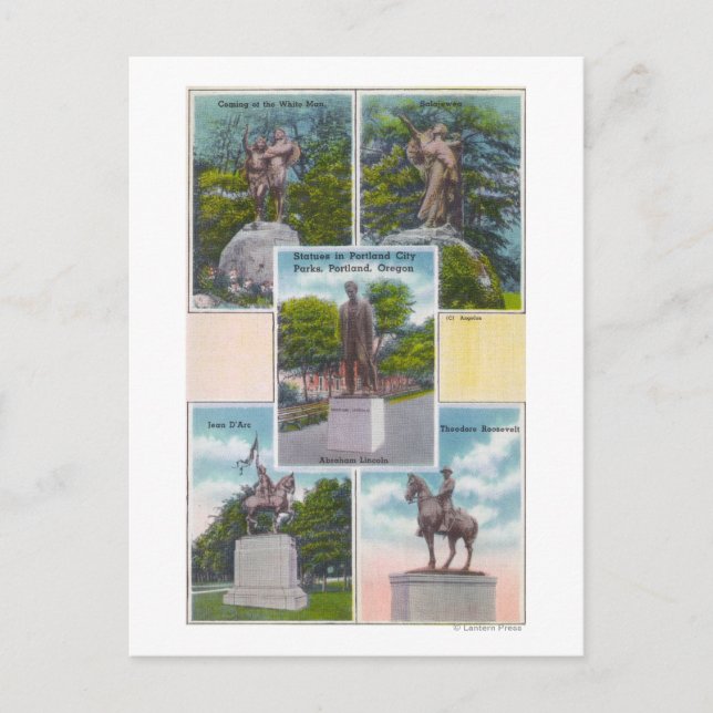 Carte Postale Vue des statues dans les parcs de Portland City (Devant)