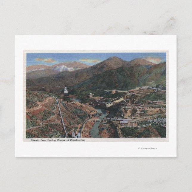 Carte Postale Vue du barrage pendant la construction (Devant)