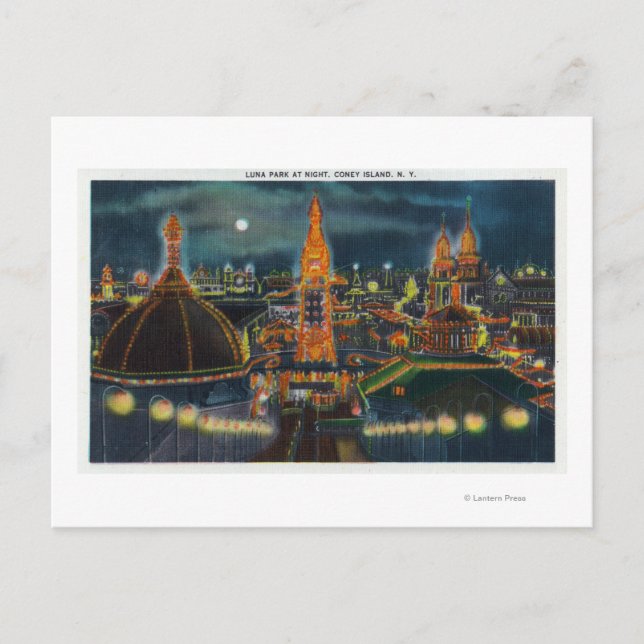 Carte Postale Vue du Luna Park la nuit (Devant)
