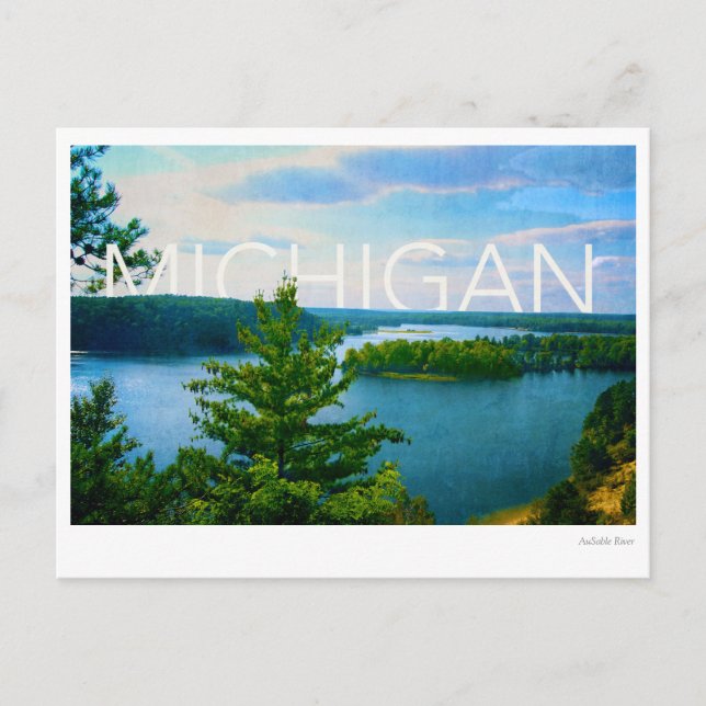 Carte Postale vue du michigan sur la rivière au sable (Devant)