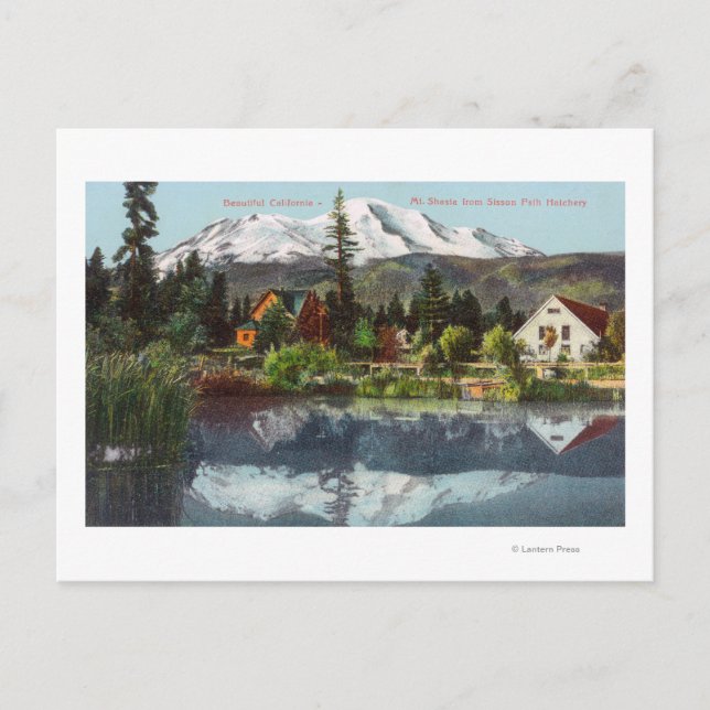 Carte Postale Vue du mont Shasta de l'écloserie de poisson Sisso (Devant)