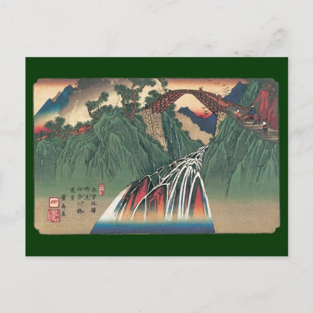 Carte Postale Vue du pont sur la rivière Ina, Nojiri par Hiroshi (Devant)