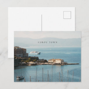 Carte Postale Vue du port de la ville de Corfou (horizontale)