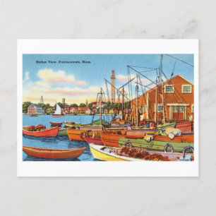 Carte Postale Vue du port en Provincetown, Massachusetts Vintage