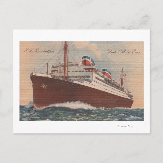 Carte Postale Vue du S.S. Manhattan Cunard Cruise Ship (Devant)