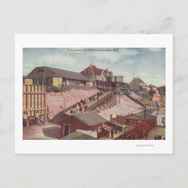 Carte Postale Vue d'un débarquement en bateau et d'un pavillon (Devant)