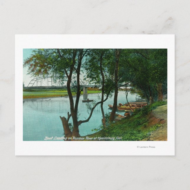 Carte Postale Vue d'un débarquement en bateau sur la rivière rus (Devant)